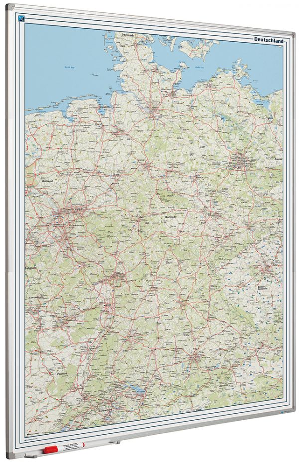 Germany road map on whiteboard, vägkarta tyskland på whiteboard