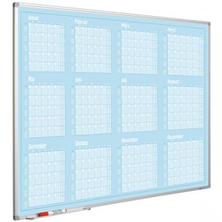 Planeringstavla helår, blå, månad för månad, Jan-Dec 120x90 cm