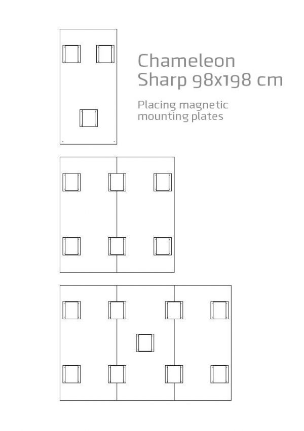Chameleon Modular whiteboard väggpanel - emaljerat stål, vit, rektangel, vitlackerade sidor. (magnetisk upphängning) 98x198cm