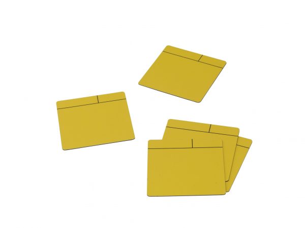 Magnetisk, skriv och suddbar post-it kort, gul, (5 st)