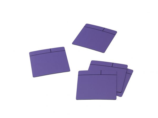 Magnetisk, skriv och suddbar post-it kort, lila, (5 st)